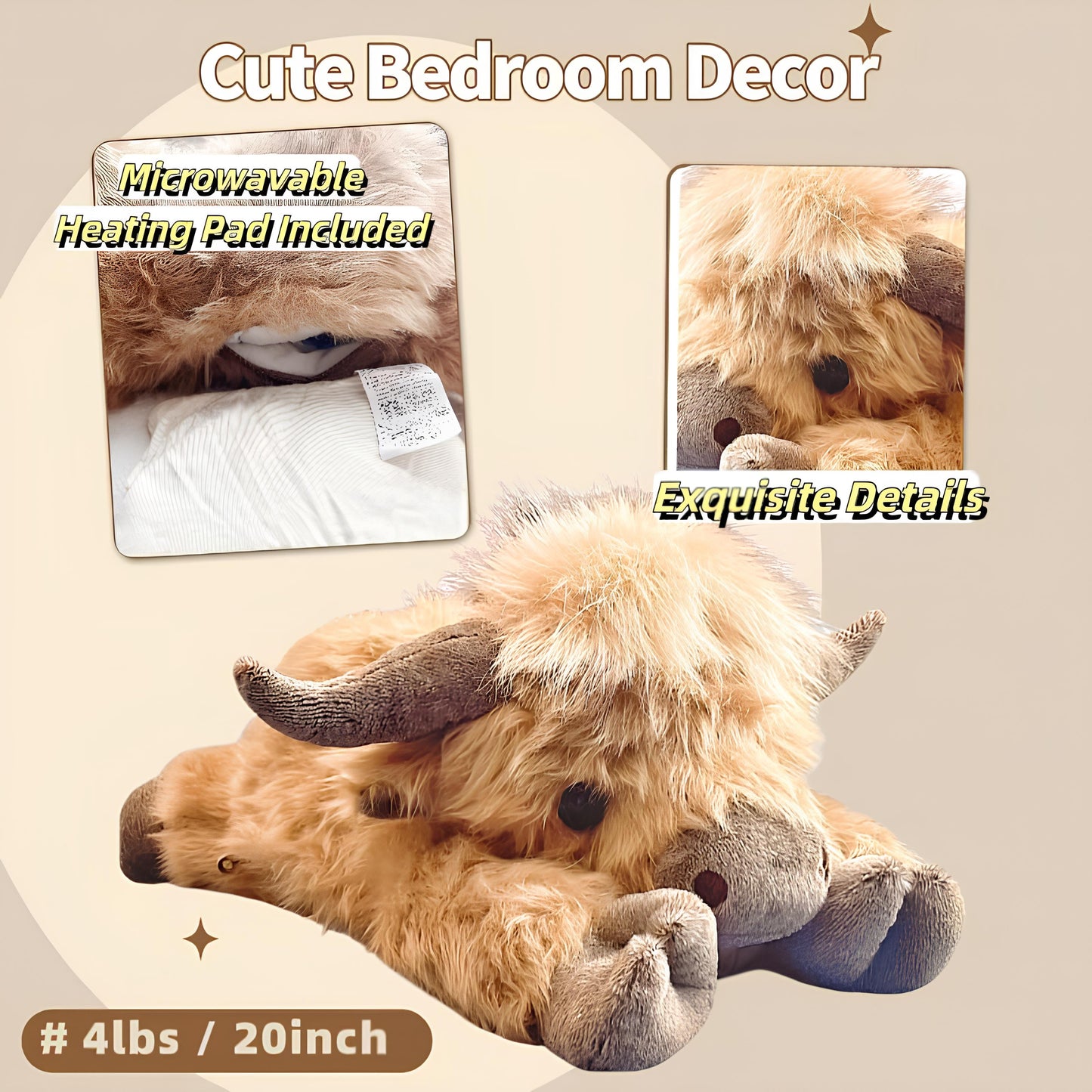 Cute Cartoon Highland Cow Cuddly Toy