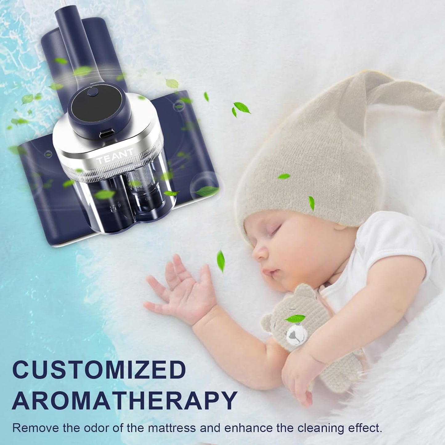 Mattress Vacuum Cleaner with 16kPa Suction & 33,000 RPM Tapping, 149°F Hot Air for Beds and Pets